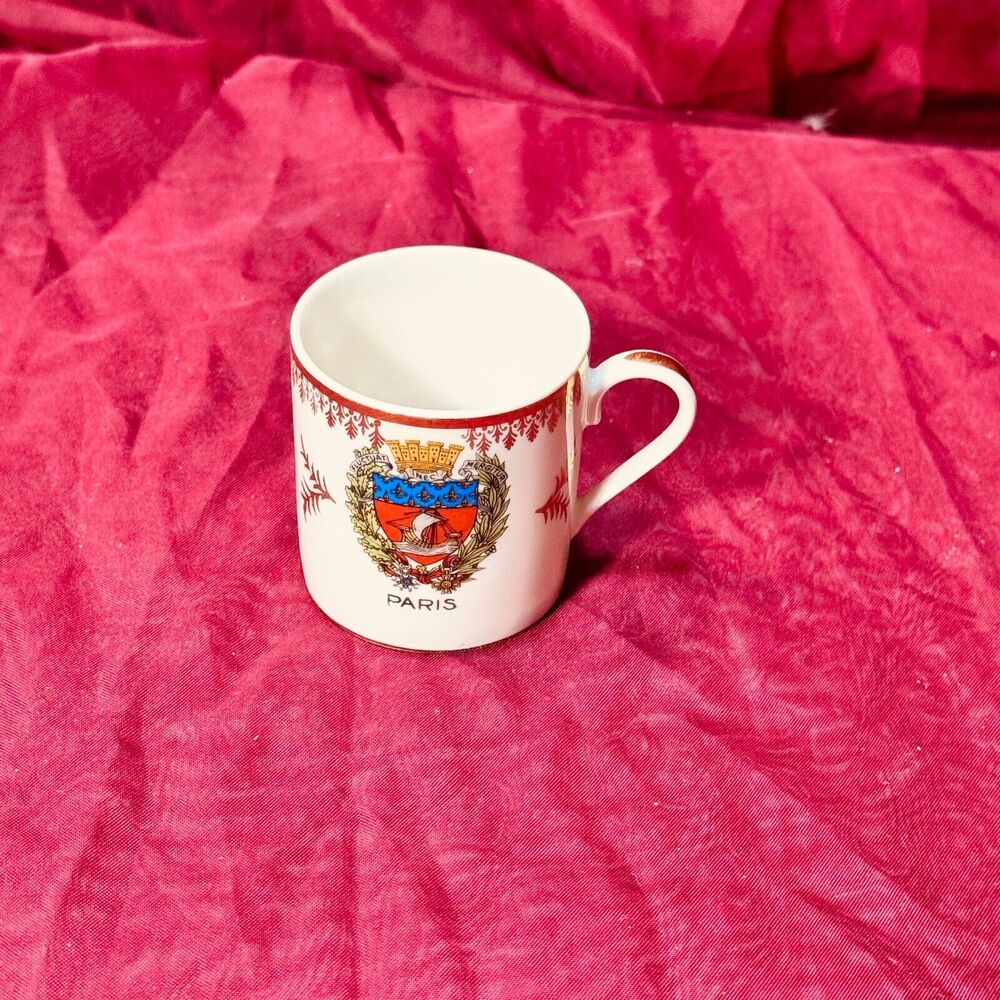 Vintage Paris Collectible Porcelain Teacup Souvenir Limoges France Coat of Arms